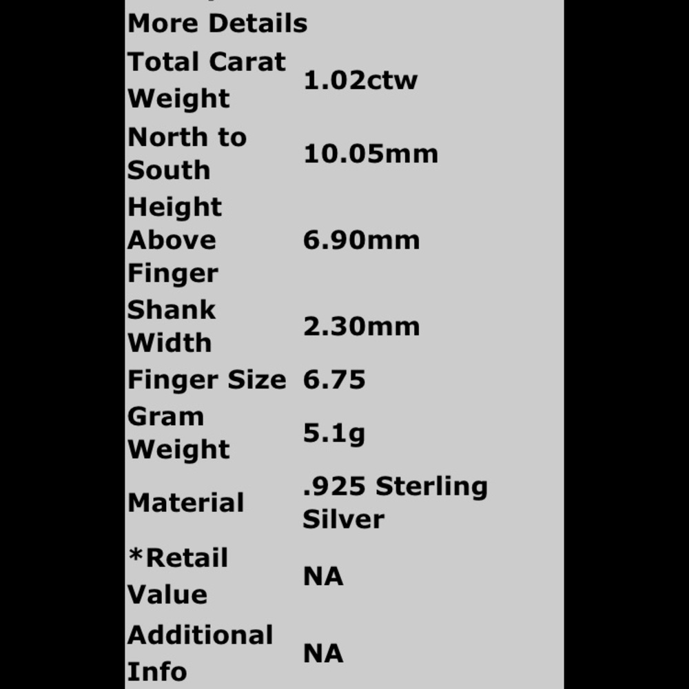 ❌❌❌SOLD❌❌❌❌FINAL PRICE 👛👛 NWOT 1.02 CTW GENUINE WHITE DIAMOND  RING - Picture 8 of 8